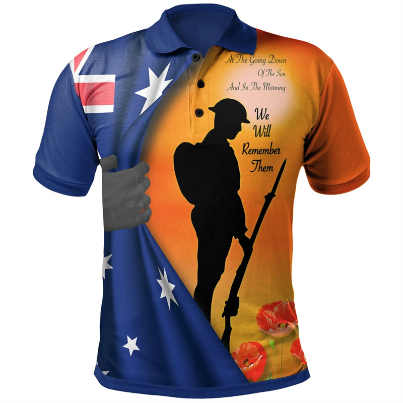Street Fashion Men 2025 - Lest We Vergeet Anzac Dag Poloshirt