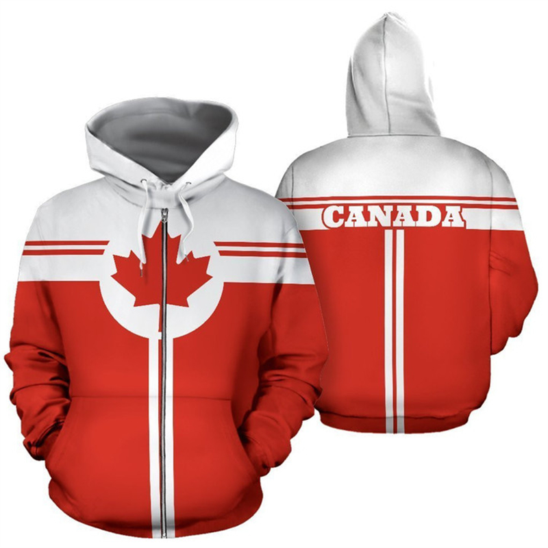 Canada Vlag 3d Gedrukt Zip Up  - Street Fashion Canada recensie en prijs